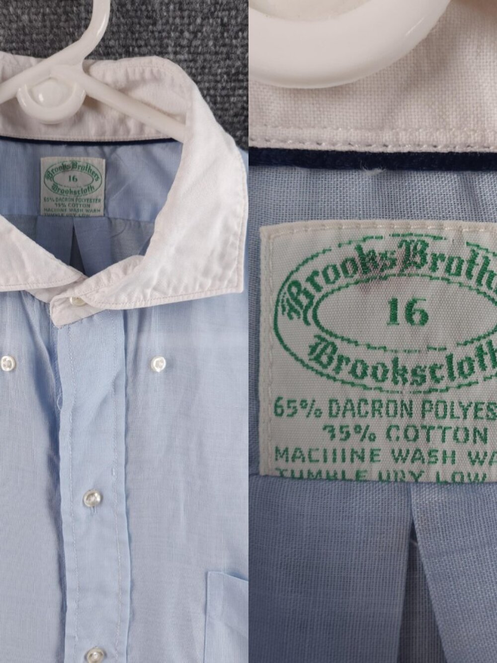 Brooks Brothers Lightweight Size 16 Short Sleeve Cutaway Contrast Collar Pocket